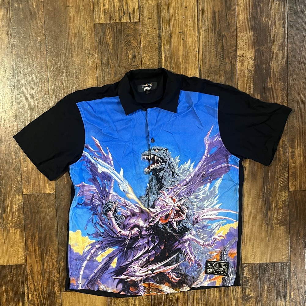Teddy Fresh Black and Blue Kaiju Casual Shirt